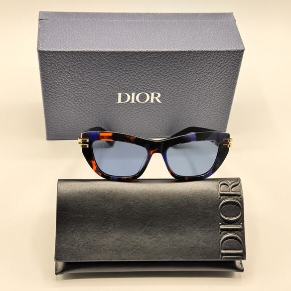 Christian Dior Sunglasses CDior B2U 2880 Tortoise Butterfly Frame Blue Lens 52mm main image 11